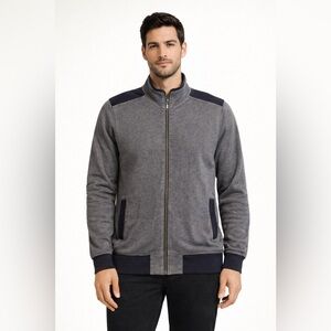 Banana Republic Men's sweatshirt ribbed full zip up Large | Blue